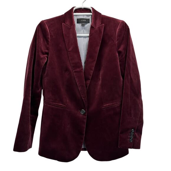 J. Crew Parke Velour One Button Blazer Red Size 0 - Picture 1 of 13